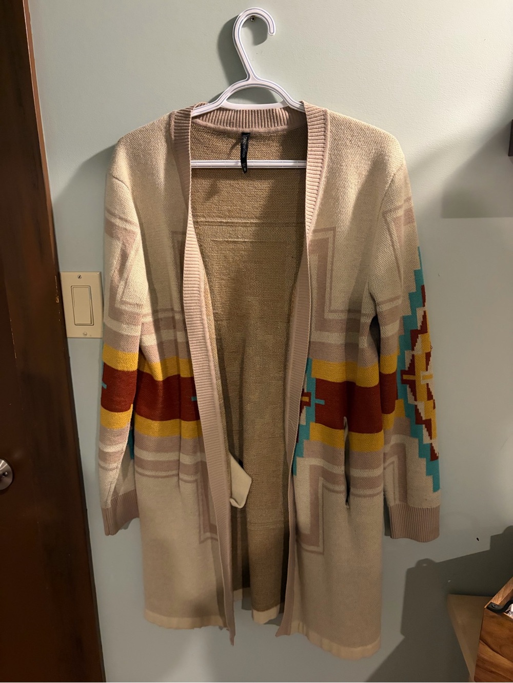 Western print cardigan
